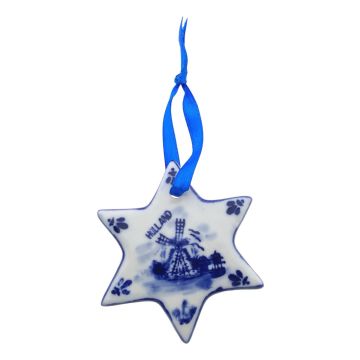 Christmas decoration delft blue star with mill