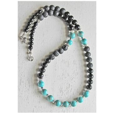 Ketting Agaat en Lava met Jaspis