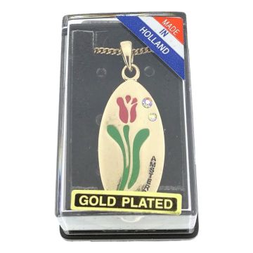 Ketting Goud "Tulp Amsterdam met Kristallen"