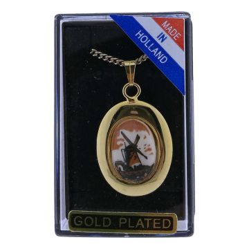 Ketting Goud "Ovale hanger met Molen"
