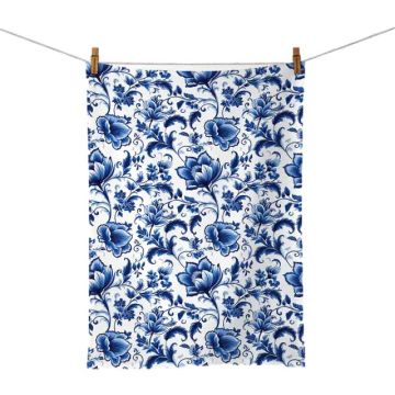 Keukendoek Delft blauwe bloemen