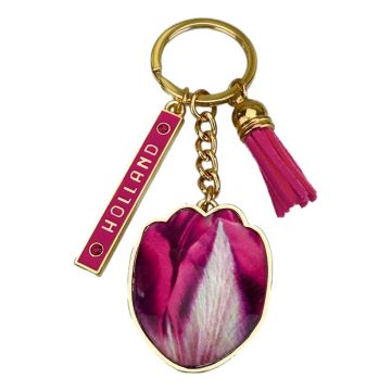 Sleutelhanger pretty tulips Holland - fuchsia