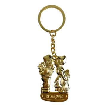 Sleutelhanger kussend paar, goudkleurig