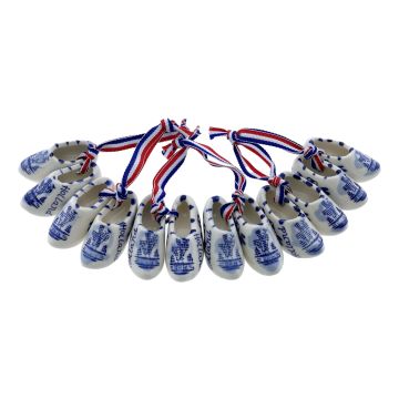 Set van 6 : Klompenpaar Delfts Blauwe molen  (5 cm)