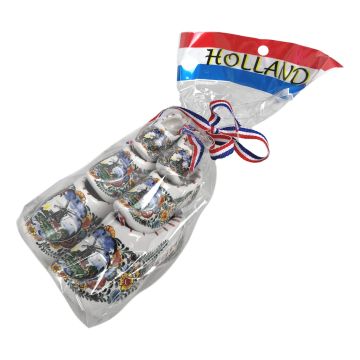 3 paar gekleurde klompjes in cadeauzakje