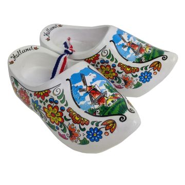 Set witte boerenklompen met kleur, 14cm