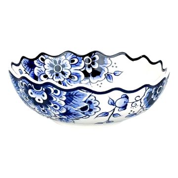 Keramieken Kom Geschulpt - Delfts Blauw Motief - 12,5 cm