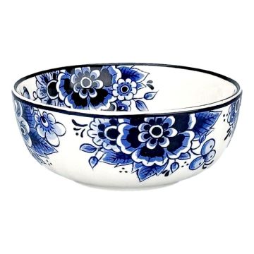 Keramieken Kom - Delfts Blauw Stijl - Bloemenmotief (Ø 10 cm)