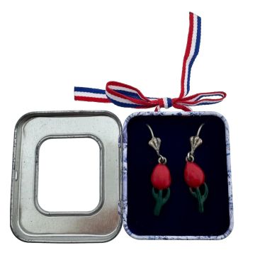Oorbellen rood tulpje  