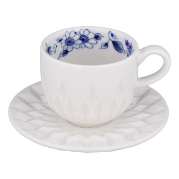 Espressokopje en schotel Blauw Vouw 70 ml
