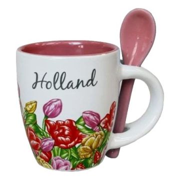 Espresso Mokje Gekleurde Tulpen met lepel