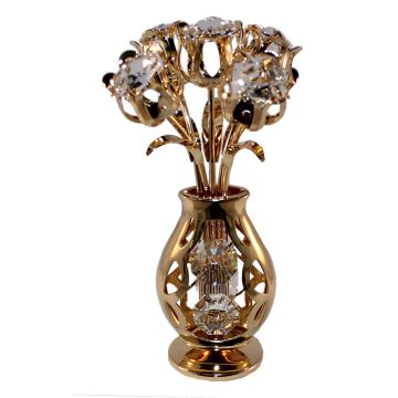 5 Tulpen in vaas, helder kristal, met Swarovski kristallen