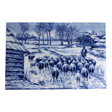 Tegeltableau "Kudde Schapen" - Mauve