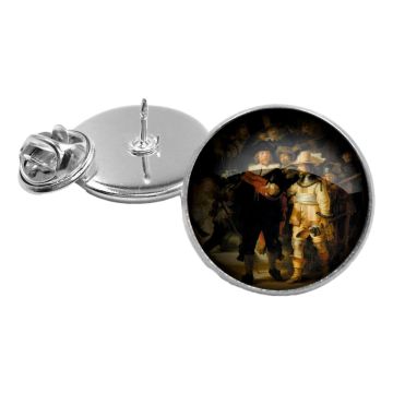 Lapel Pin Glass Vermeer Girl with Pearl