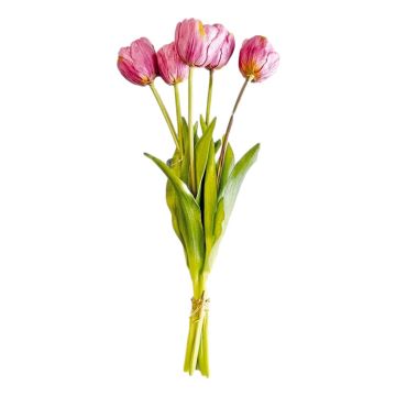 Boeket van 5 Lila Dubbele Blad Tulpen - 40 cm