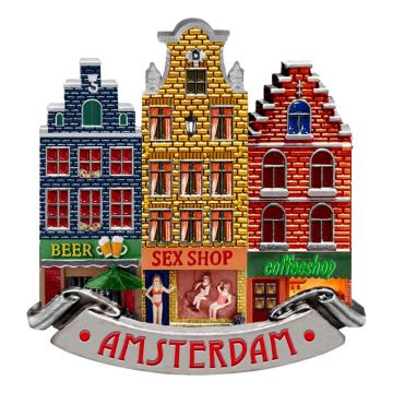 Magneet Amsterdam 3 Grachtenhuisjes 