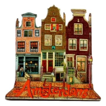Koelkastmagneet "Drie Amsterdamse huisjes"