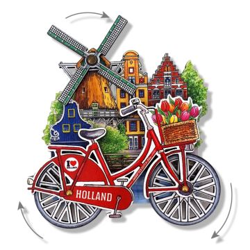 Magneet "Hollandse Molen met Rode Fiets" 