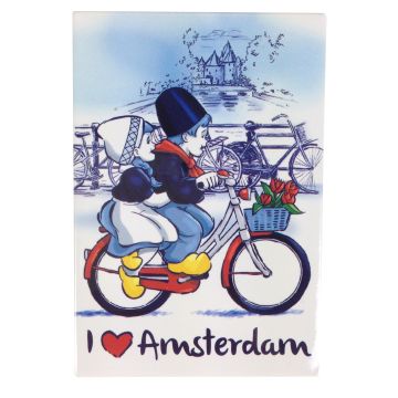 Koelkast magneet Nederlands paartje op fiets