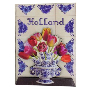 Koelkastmagneet Tegeltableau Tulpen Holland, 6 cm