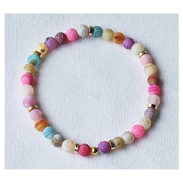 Armband 6mm frosted agaat kralen. Per stuk.