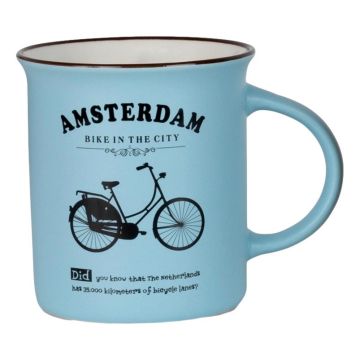 Mok Memoriez - Amsterdamse Fietsen - Mat Blauw, Groot