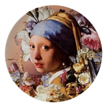 Wandbord Meisje met Parel Pastel, 31 cm