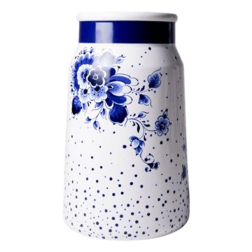 Melkbus Vaas – Bloemenmotief met Stippen (25,5 cm)