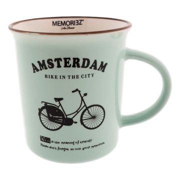 Mok Memoriez - Amsterdamse Fietsen- Mint, Groot