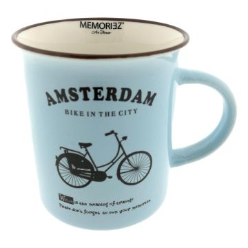 Mok Memoriez - Amsterdamse Fietsen- Blauw, Groot