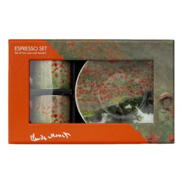 Espresso set, Monet, Veld met Klaprozen