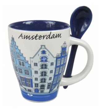 Mok amsterdam blauw met lepel