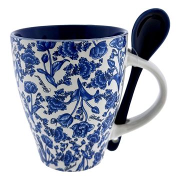 Mok Delfts blauwe Vogels met lepel
