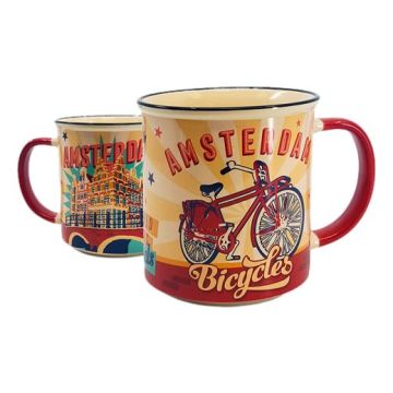 Beker vintage Amsterdam "Bicycles"  - Groot
