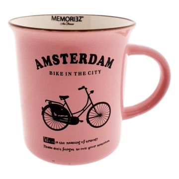 Mok Memoriez - Amsterdamse Fietsen- Roze, Groot