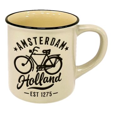 Mok Amsterdam Holland Beige - Fiets - Groot