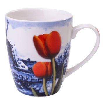 Mok molen met rode tulp, groot