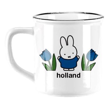 Retro Mug "Miffy in Tulip field Holland - Blue"