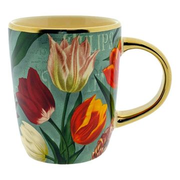 Beker Pretty Tulips groen/goud klein