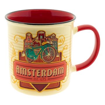 Beker Vintage Amsterdam Skyline Rood - Groot