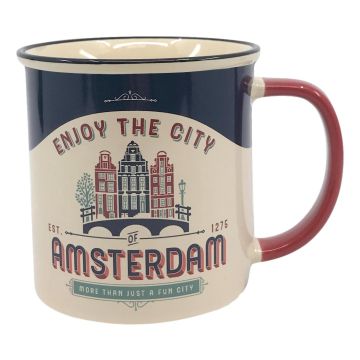 Beker vintage Amsterdam "Enjoy the city"  - Groot