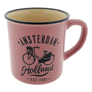 Mok "Amsterdam Fiets Roze " - Groot