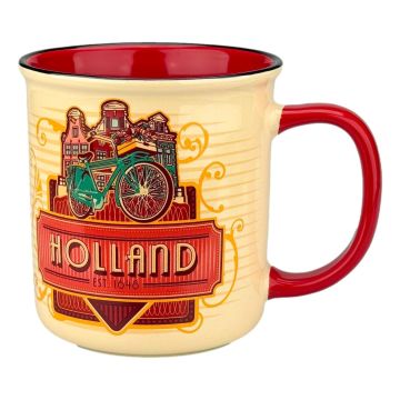 Mok vintage skyline Holland - Rood - Groot