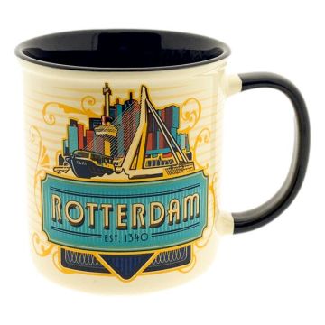 Beker Vintage Rotterdam Skyline Blauw - Groot