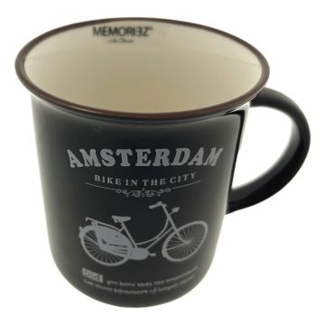 Mok Memoriez - Amsterdamse Fietsen- Zwart Groot