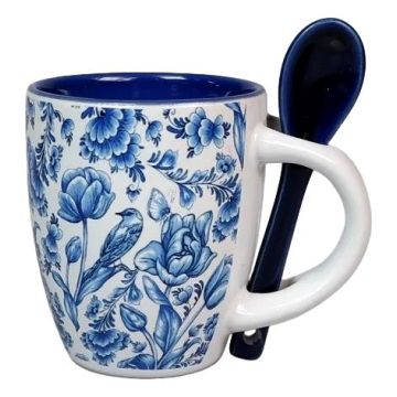 Espresso Mokje Blauwe Bloemen, 6.5 cm