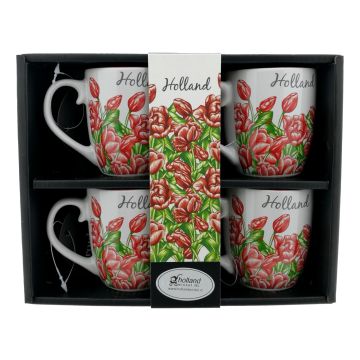 Espresso mokkenset 4 bekers tulpen rood