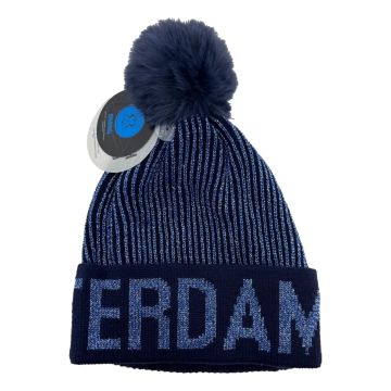 Pompon Muts Amsterdam - Blauw 