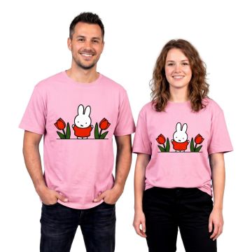 Unisex Nijntje T-shirt - Roze met tulpen