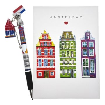 Notitieboekje Amsterdam Houses met pen (A6)